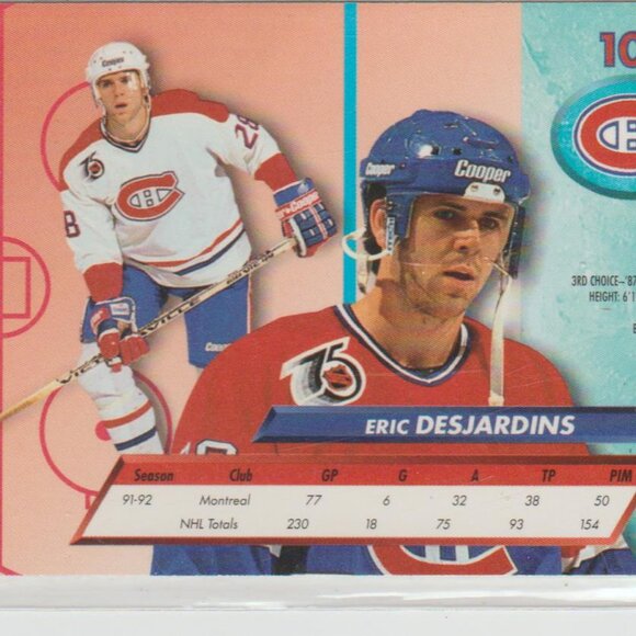 Eric Desjardins 1992-93 Fleer Ultra #104 Montreal Canadiens - Picture 2 of 2